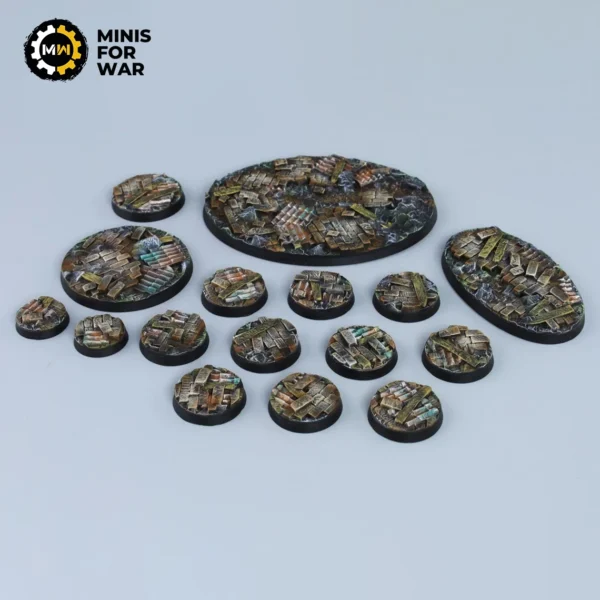 Destroyed Factory - Battle-Ready Painted Bases (round)