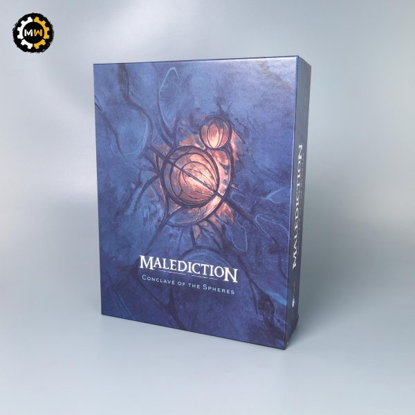 The front cover of the Malediction Conclave of the Spheres starter box, featuring dark blue artwork with a glowing mystical sphere design.