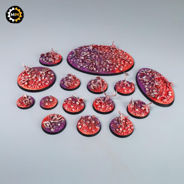 Crimson Hellscape - Battle-Ready Painted Bases (Round)
